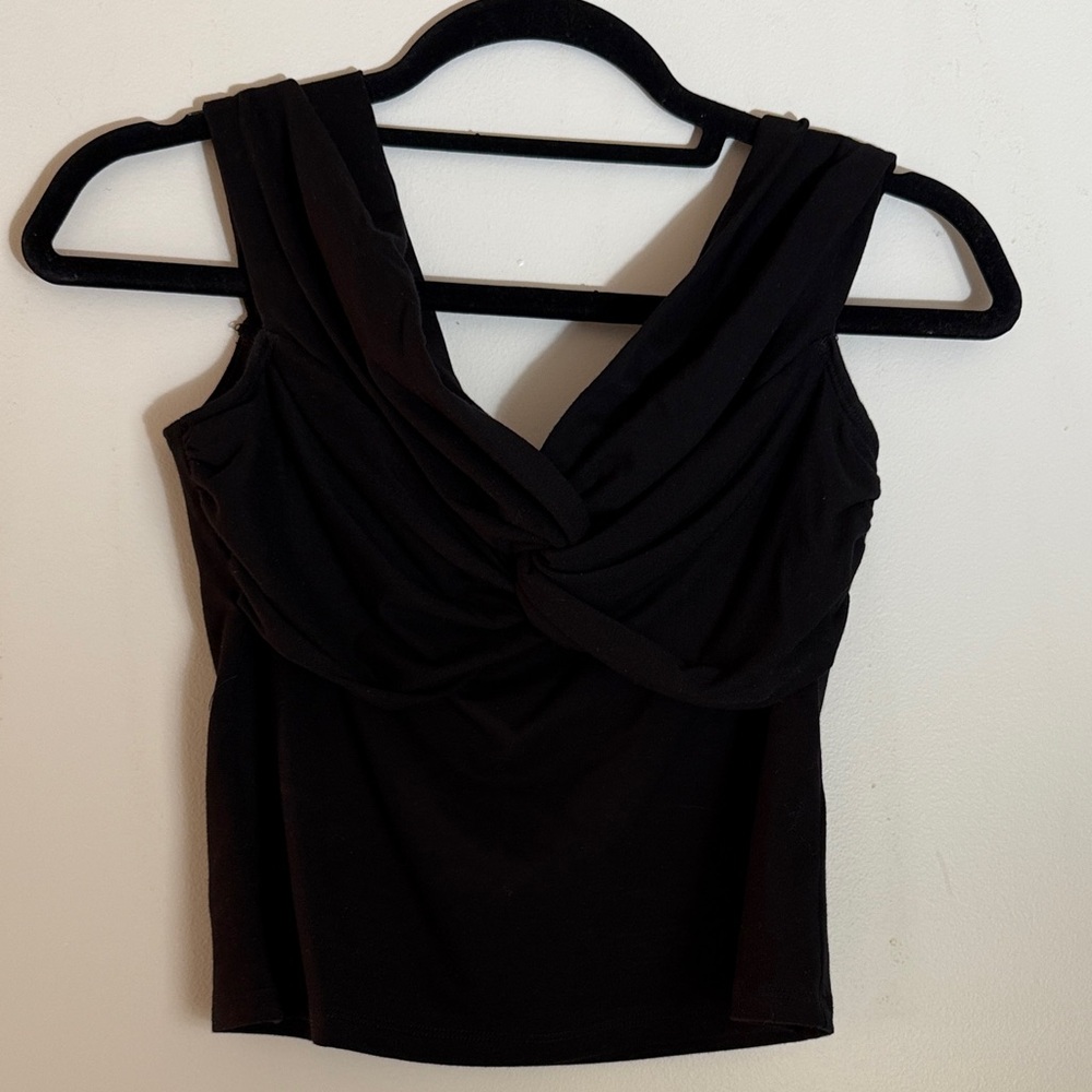 Reformation Black Twist-Front Sleeveless Top